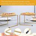 GRETJOB 12 Pcs Pizza Pan Riser Stand Set, 4 Metal Pizza Table Stands + 4 Nonstick Pizza Pans + 4 Pie Servers, Gold Pizza Rack & Tray for Baking, Dessert, Cheese, Party, and Restaurant Use (Gold)