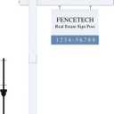 Vinyl PVC Real Estate Sign Post 6' Tall, Realtor Yard Sign Post (Connected type), 47" Arm Holds Up to 36" Sign - White (No Sign)
