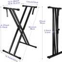 Double-X Piano Keyboard Stand- Heavy Duty,7-Level Adjustable Height,Portable & Anti-Slip for 61/76/88 Key Digital Pianos,Blackelectric piano standdigital piano stand88 key keyboard standstand
