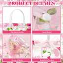 Blosssound 30 Pcs Happy Mother's Day Bags Gift with Handles, Clear PVC Tote Bags with Pink Rose Floral Print & Organza Bow, Reusable Transparent Goodie Bag for Mom Gifts Wrapping Party Favors