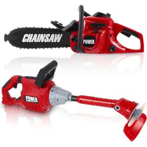 Arrowbash Toy Chainsaw & Kids Weed Trimmer Set for Kids, Battery Powered with Sounds, 2 Pcs Gardening Toy Gift for Boys & Girls