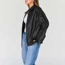 Trendy Queen Womens Leather Jacket, Oversized Going Out & Everyday Statement Piece, Bomber Jacktes Moto Coat (Black, S)