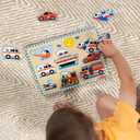 Melissa & Doug Vehicles Sound Puzzle - Wooden Peg Puzzle With Light-Activated Sound Effects (8 pcs) Puzzles for Toddlers, Wooden Puzzles For Kids Ages 2+