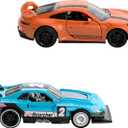 Hot Wheels Pull-Back Speeders Set of 2 Toy Cars in 1:43 Scale, Pull Cars Backward & Release, High-Performance, Collectible, with Rolomatic Engine or Door or Hood That Opens