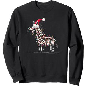 Funny Zebra Christmas Graphics Animal Lights Lover Sweatshirt Small