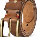 SANSTHS Mens Full Grain Cow Leather Belt Heavy Duty Work Belt Casual Every Day Belt for Jeans, Size: 32-36in