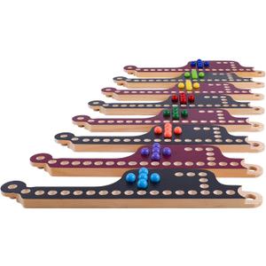 Interlocking Wood Jokers Board Game,2-8 Player Marbles and Jokers Game for Adults,Perfect Family and Party Gift with 4 Decks of Cards (Brown and Black)