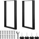 Metal Table Legs Heavy Duty, 28H x 18W(Bear Up to 1300lb),Metal Furniture Legs for Dining Desk Bench and Coffee Table, Industrial Black DIY Iron Bench Legs, Set of 2