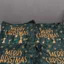 Horaldaily 4PCS Christmas Dining Green Chair Covers, Christmas Pine Tree Stars Stretch Removable Washable Slipcover Chair Protector for Dining Room Home Decor