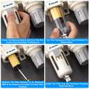 TAILONZ PNEUMATIC 1/2 Inch NPT 2 in 1 Air Filter Pressure Regulator Combo Piggyback, Air Tool Compressor Filter with Gauge AF4000+AR4000