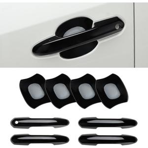 Upgraded Snap-on Door Handle Cover with Door Handle Bowl Cover Compatible for 2019-2024 2025 Toyota Rav4 Accessories Black Handle Protectors Glossy Black