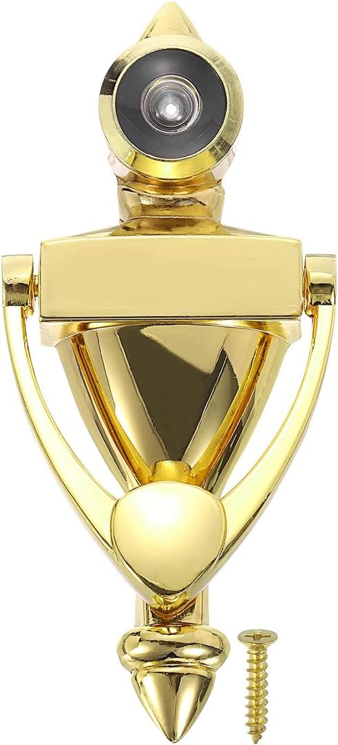 PATIKIL 9/16" Door Knocker with Viewer, 1 Pcs 180 Degree Door Viewer Die-Cast Construction with Peephole Fits 1-3/8inch to 2-3/8inch Door Peep Hole for Home Office Hotel, Gold