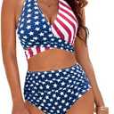 Blooming Jelly Womens Tummy Control Bathing Suits Modest High Waisted Bikini Sets Cute Halter 2 Piece Swim Suit 2025 L