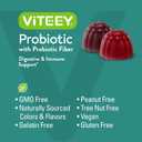 Viteey Probiotic Gummies with Prebiotics  Gut Health Supplements for Digestive Health  2 Billion CFUs  Vegan, Gluten-Free  60 Count