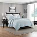 Swift Home Lightweight Oversized, Ultra-Soft, Enzyme Washed, Crinkle Texture, Breathable Cotton Blend Fill, 2-Piece Coverlet/Bedspread/Quilt Set  Light Blue, Twin/Twin XL