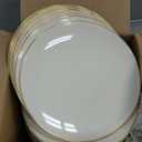 Nervure 100Pcs Ivory and Gold Plastic Plates - 7.5inch Disposable Ivory Dessert/Salad Plates - Heavy Duty Plastic Plate Ideal for Wedding & Party & Thanksgiving