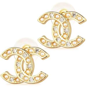 18K Gold-Plated Pearl Crystal Stud Earrings for Women, Fashionable Luxury Everyday Accessories, Small Size