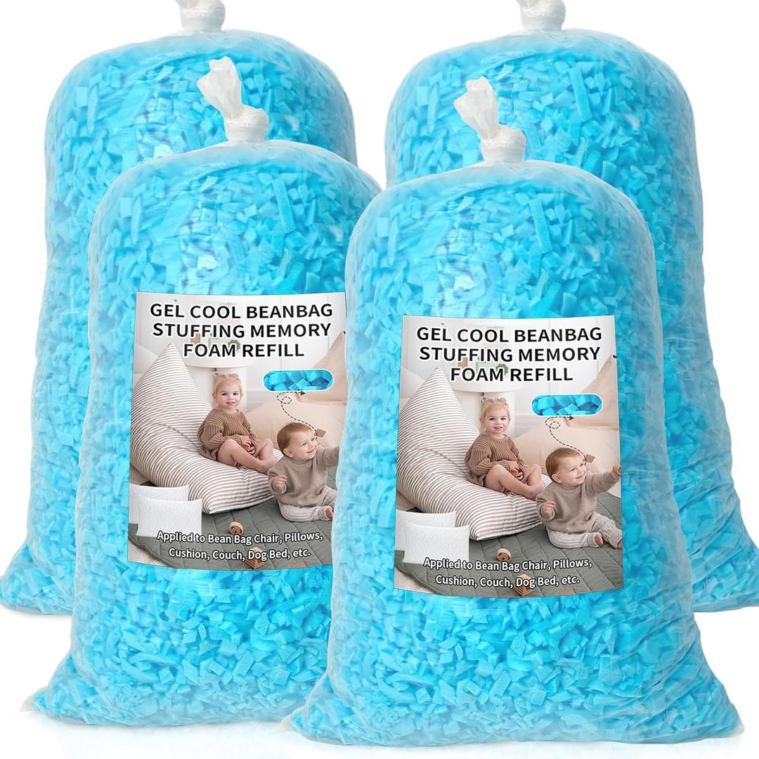 Bean Bag Filler, 20lbs Shredded Memory Foam Filling, Soft Pillow Stuffing Bean Bag Refill Foam for Couch, Cushion, Stuffed Animals, Dog Bed, Arts Crafts