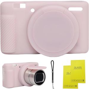 Camera Case for Sony ZV-1,ZV1 Camera Soft Case Cover Rubber Camera Sleeve with Removable Lens Cover,Anti-Scratch Slim Fit Soft Sleeve with ZV1 Screen Protector and Strap Wrist. (Jelly Pink)