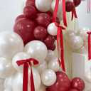 Mythlty185pcs Red and White Balloon Arch Kit with Bows in Different Sizes 5 10 12 18 in, Double Stuffed Red and Pearl White Balloons for Birthday Wedding Bridal Shower Engagement Parties Decoration