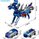 Collision Transforming Dinosaur Car Toy, Magnetic Dinosaur Transformer Car for Boys & Girls Party Favors Birthday Christmas (Blue)