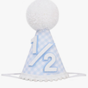 Blue White Gingham Birthday Hat