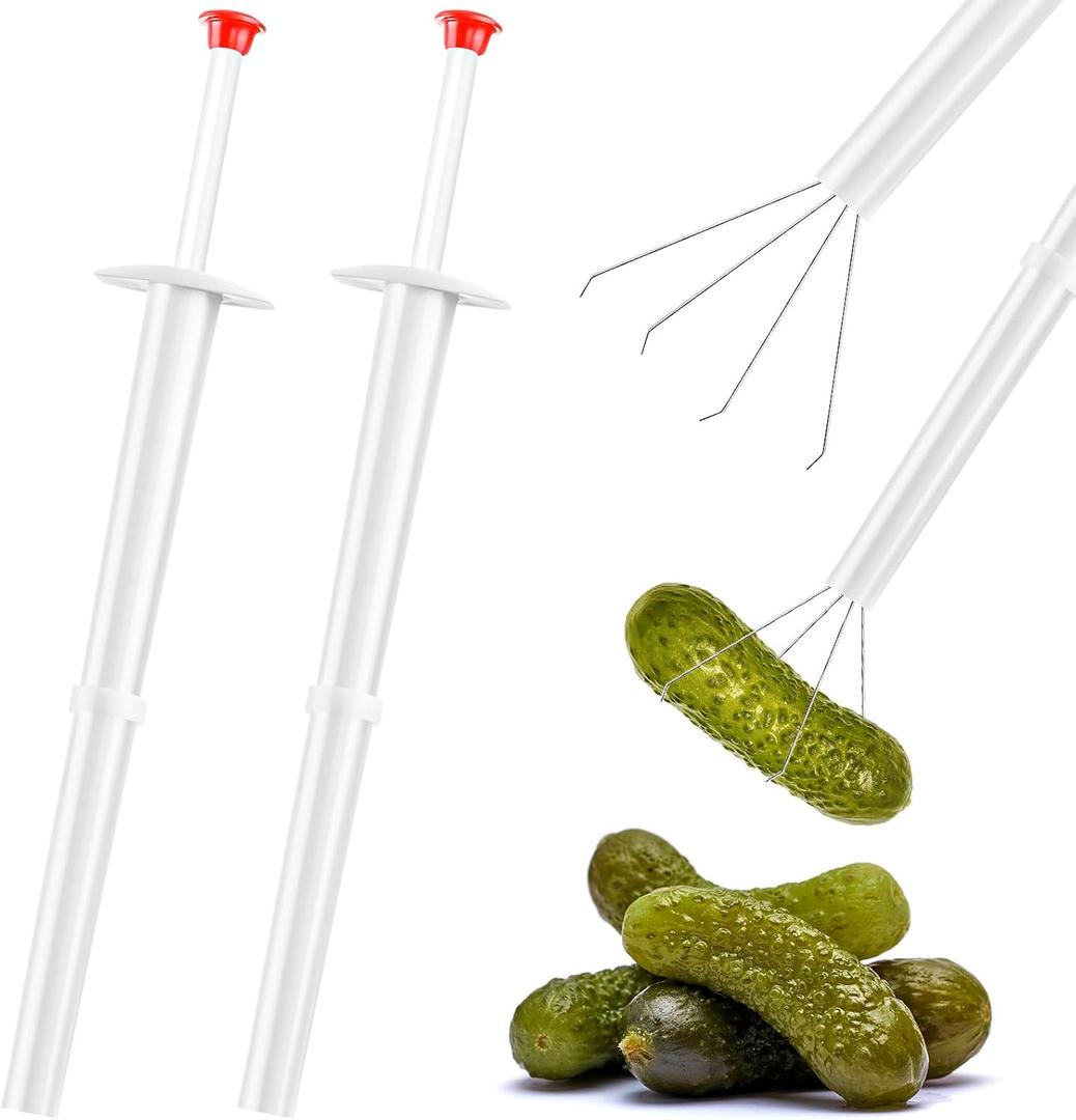 2Pcs Pickle Grabber Tool, Stainless Steel Pickle Picker Grabber, Pickle Pincher Tool for Kitchen Food Olive Pepper
