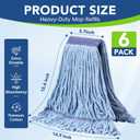6 Pack Commercial Mop Head Replacement Heavy Duty Mop Head for General and Floor Cleaning | Industrial Wet Mops | Washable Refill, Reusable, Looped End Mopheads | Hardwood, Concrete
