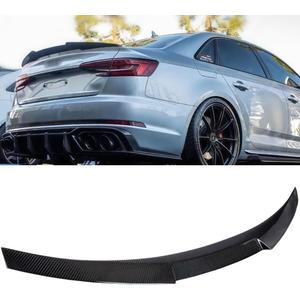 Real Carbon Fiber Rear Spoiler Compatible with 2017-2024 Audi A4 S4 B9, M4 Style Duckbill Trunk Exterior High Kick Tail Deck Lid Splitter Wing Lip