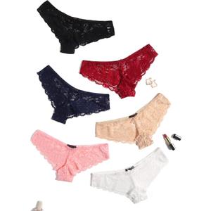 Avidlove Women Floral Lace Panties Sexy Hipster Underwear Cheeky Bikini Panties V-Shape Waistband Tangas (XX-Large, 6 Pcs-1)