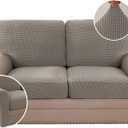 H.VERSAILTEX Multi-Pieces Sofa Covers Stretch Couch Covers Form Fitted Seats and Back Cushions Covers (2 Seat Covers Plus 2 Back Cusion Covers, Bonus 2 Armrest Covers), Taupe
