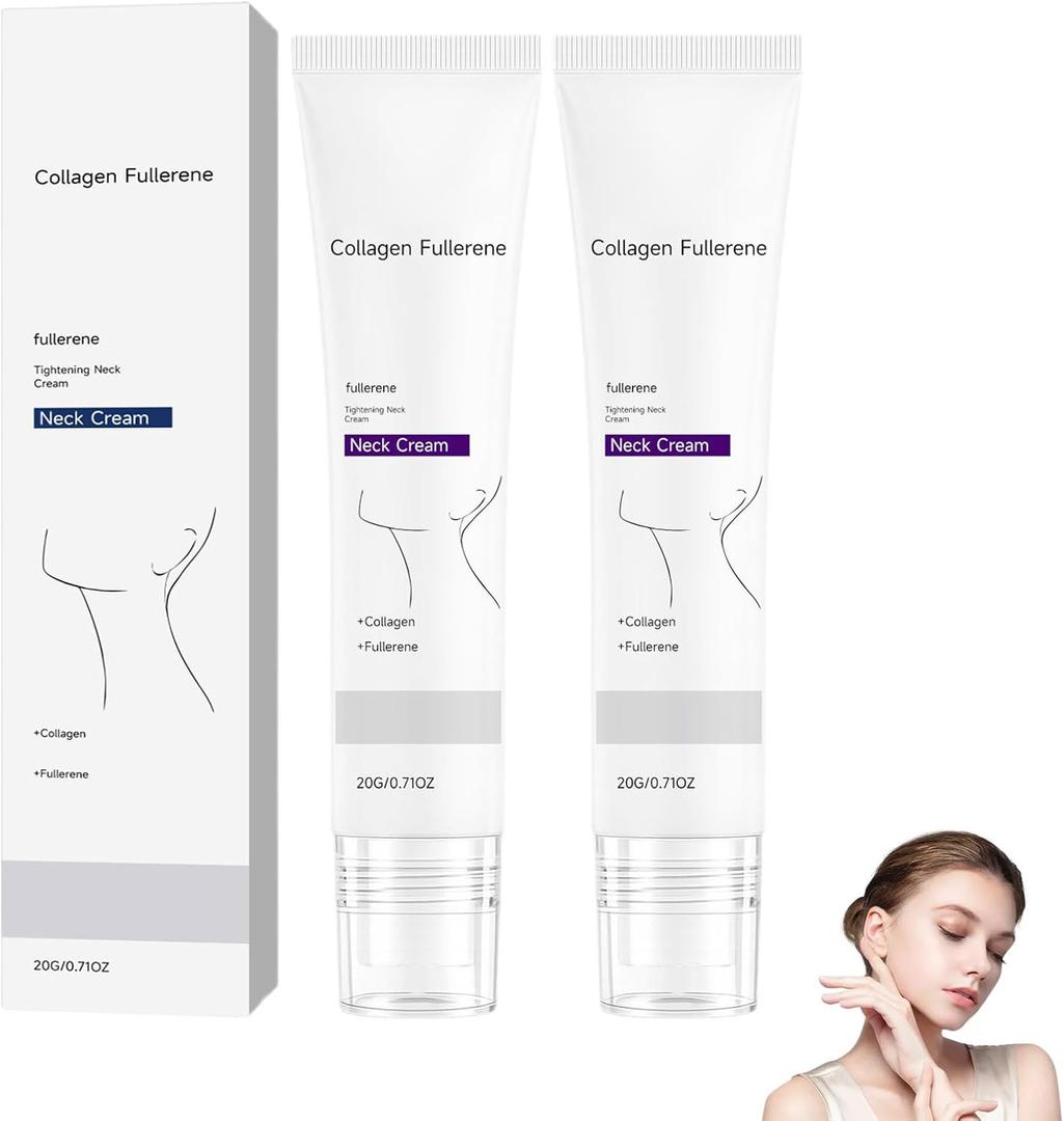 Janxyv Collagen Fullerene Neck Cream, MAGEC Collagen Cream with Collagen Peptides, 2026 New Tighten & Lift Neck Cream for Crepey Skin, Wrinkles and Tightening for Skin Types 2 Pack