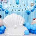 Zcaukya Inflatable Seashell Pool Float, Giant Clam Air-Filled Toys with Pearl Ball for Kids Birthday Party Swimming Pool Summer Beach Party Mermaid Ocean Theme Party Decor
