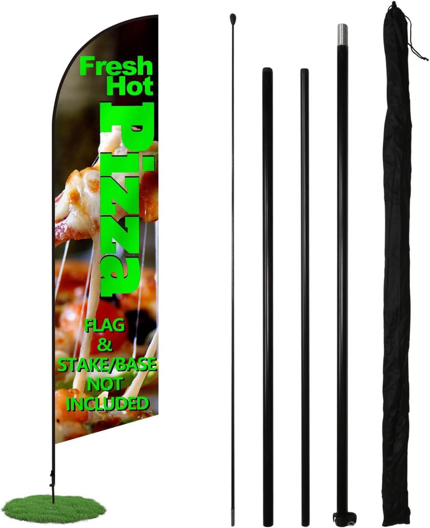 Anley Feather Flagpole Set - Assembled Flutter Banner Pole Set with Carrying Bag - Fits 2.3 FT X 9.5 FT Feather Flags (Flag and Stand Not Included) - Flagpole ONLY
