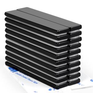 MIKEDE 20 Pack Extra Strong Neodymium Rare Earth Magnets Bars,with Double-Sided Adhesive, Black Epoxy Waterproof Strong Neodymium Magnets - 60 x 10 x 3 mm