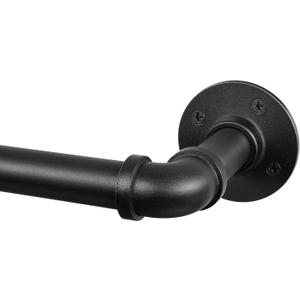 Rose Home Fashion 1” Wrap Around Blackout Curtain Rod, 28-48 Inch, Black