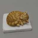 Mini Resin Cat Statue, Simulated Feline Figurine, Sleeping Kitten Sculpture for Home Decor (Orange)
