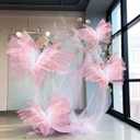 Yinder 4 Pcs Large Gradient Pink Butterfly Decorations Mariposas Grandes para Decoracion Big Butterfly Party Decor 3D Silk Butterflies for Women Birthday Party Wedding Photo Props Backdrop Decor