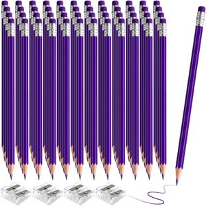 48 PCS Purple Pencils Bulk with Eraser, Pre-Sharpened HB Pencils for Writing & Drawing, School Supplies for Kids Homework, Tests, Art Crafts & Teacher Grading(Purple)