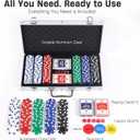300 Pcs Poker Chips Set for Texas Holdem, 11.5g Clay Chips with Aluminum Carrying Case, Playing Cards & Game Buttons, 9.5 inches by 16 inches
