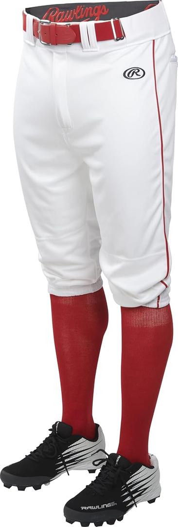 Rawlings | Launch Series Baseball Pants | Knicker Fit | Youth Sizes | Piped | Multiple Colors (White, S)