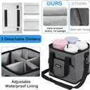 Reusable Drink Carrier with Handle Insulated, Collapsible 4-Cup Beverage Bag with No-Spill Base, Adjustable Dividers & Shoulder Strap, Portable Caddy for Delivery, Car and Travel, Gray