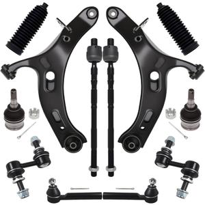 AUQDD 12Pcs Front End Suspension Kit Fit For 2010-2014 Su-baru Outback, 2 Lower Control Arm 2 Ball Joint 2 Sway Bar Link 4 Outer & Inner Tie Rod End (# 522-831 522-832 543-650 K750084 ES3712 K9513)