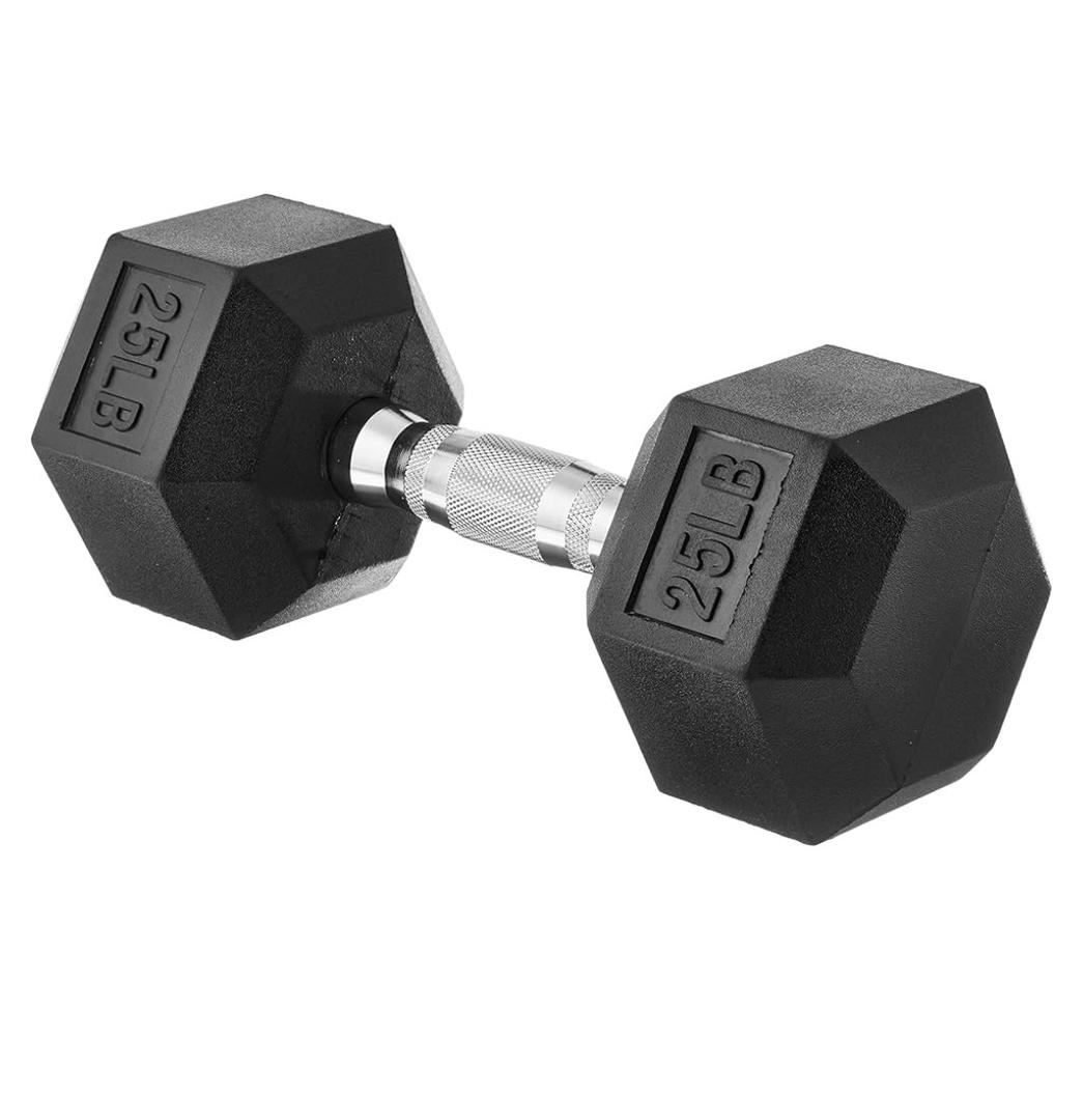 Amazon Basics Rubber Hex Dumbbell Hand Weight 25LB
