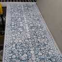 Vintage Runner Rug 2x6, Blue and White Washable Runners for hallways, Super Soft Kitchen Runner Rug Non Slip, Print Faux Wool Thin Carpet Hallway Runner for Entryway Indoor Bedside Runner