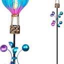 Alpine Corporation RGG1002SLR Solar Hot Air Balloon Spinning Garden Stake with LED Lights, 45 Inch Tall, Blue and Purple