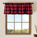 Jola's House 2 Pack Buffalo Check Plaid Window Valances Red and Black Light Filtering Farmhouse Design Window Curtains Decor Treatment Rod Pocket Drapes for Kitchen/Living Room 56" x 16"