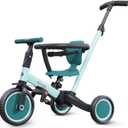 newyoo TR008 Toddler Push Tricycle, Toddler Bike for 1-3 Years Olds, Birthday Gift for Boys and Girls, 5 in 1 Balance Bike with Handle, Kids Trike with Safe Bar, Green