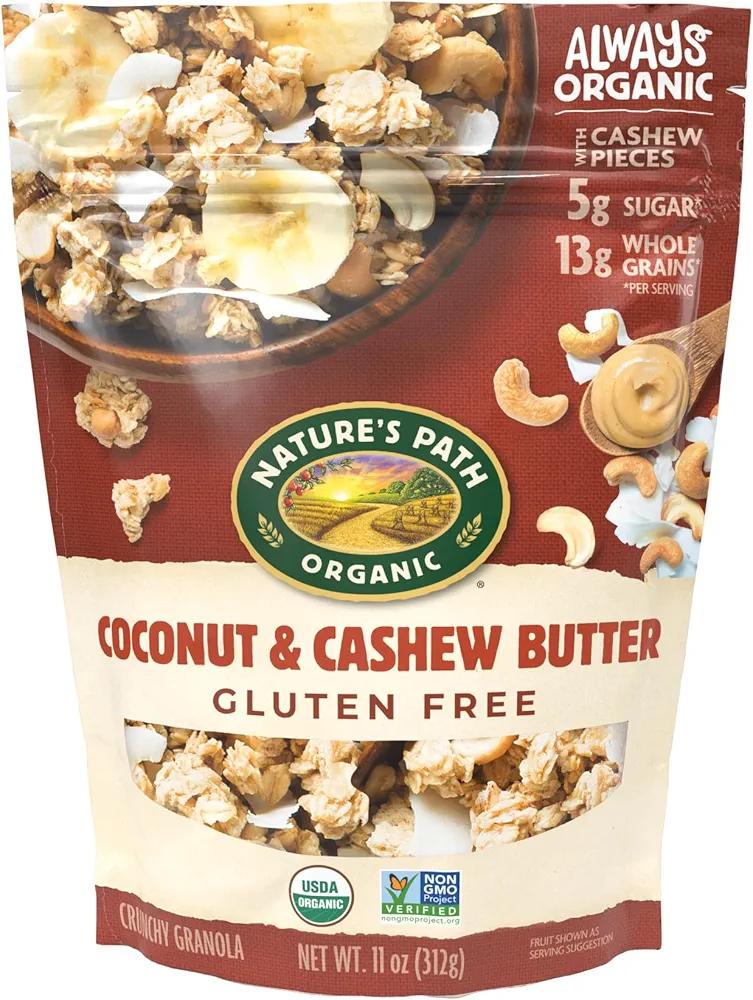 Nature's Path Organic Coconut & Cashew Butter Granola, 11 oz (Pack of 8), Gluten Free, Non-GMO, BB Date: 07/30/2026
