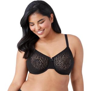 Wacoal Women's Halo Lace Underwire Bra (38B, Black)